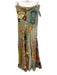 Camilla Size S Blue, Orange, Multi Linen Back Zip Abstract Floral Maxi Skirt Blue, Orange, Multi / S