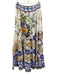 Camilla Size M Blue, Yellow, White Linen Elastic Waist Floral Print Maxi Skirt Blue, Yellow, White / M