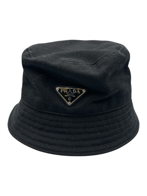Prada Black Cotton Logo Bucket Hat Black / M