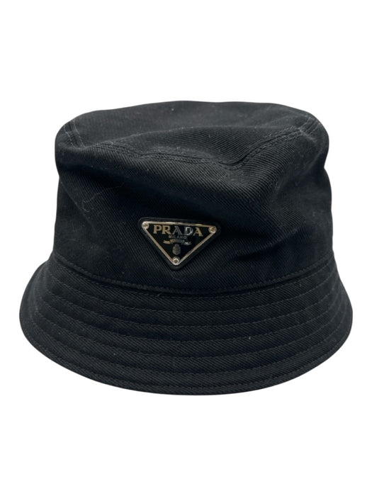 Prada Black Cotton Logo Bucket Hat Black / M