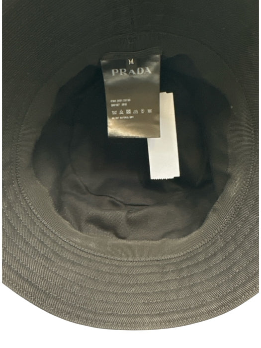 Prada Black Cotton Logo Bucket Hat Black / M