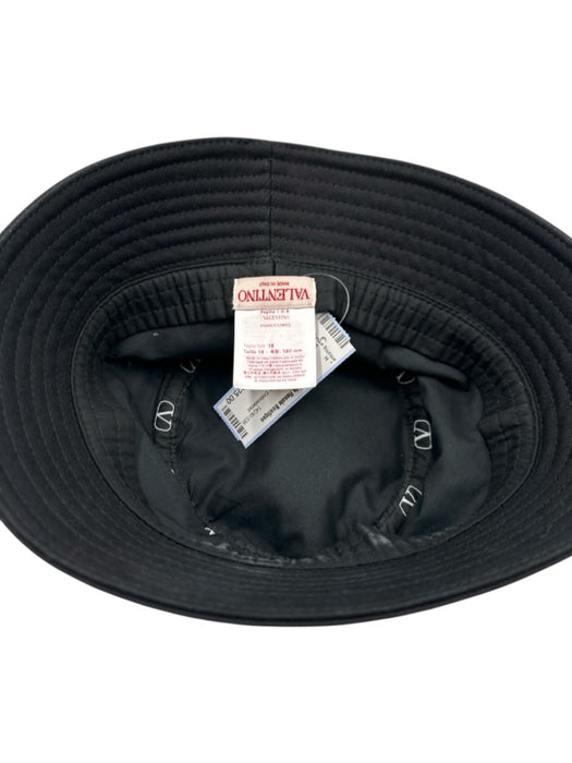 Valentino Black Cotton Embroidered Logo Bucket Hat Black / 58