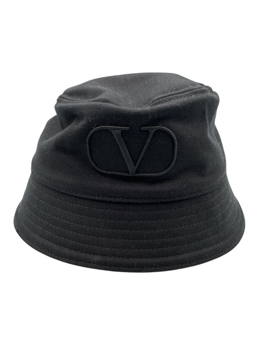 Valentino Black Cotton Embroidered Logo Bucket Hat Black / 58