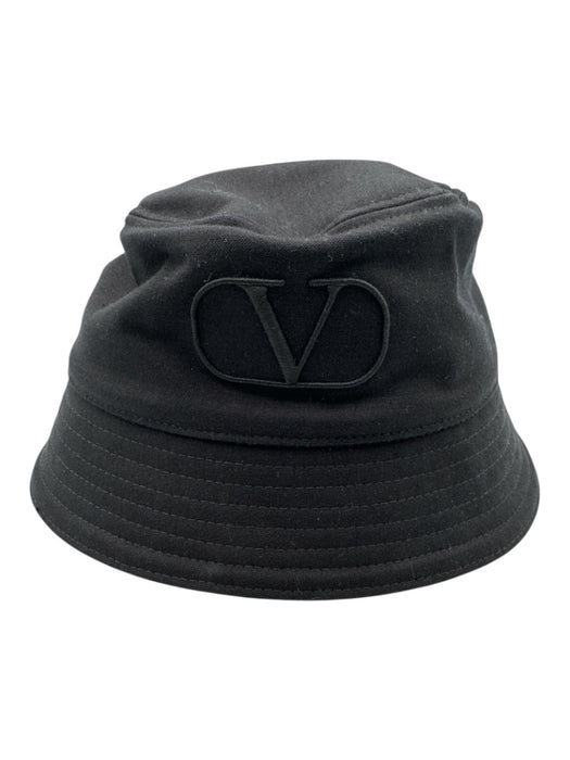 Valentino Black Cotton Embroidered Logo Bucket Hat Black / 58