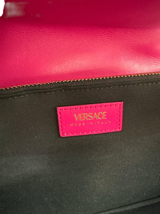 Versace Purple & Blue Wool & Lurex Magnetic  Flap Tartan Plaid Gold Hardware Bag Purple & Blue / S