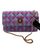 Versace Purple & Blue Wool & Lurex Magnetic  Flap Tartan Plaid Gold Hardware Bag Purple & Blue / S