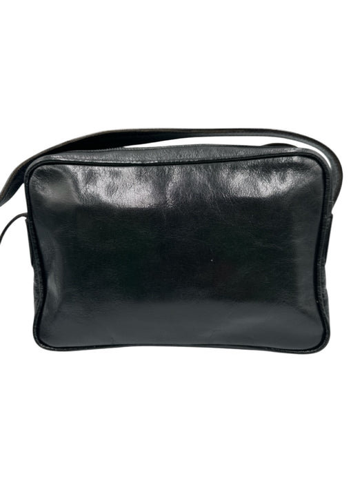 Celine Black Leather Gold hardware Zip Top Front Pockets shoulder strap Bag Black / S