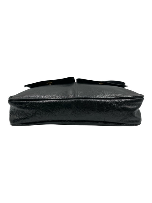 Celine Black Leather Gold hardware Zip Top Front Pockets shoulder strap Bag Black / S