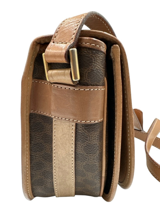 Celine Brown Coated Canvas Magnetic  Flap Triomphe Shoulder Strap Saddle Bag Brown / S