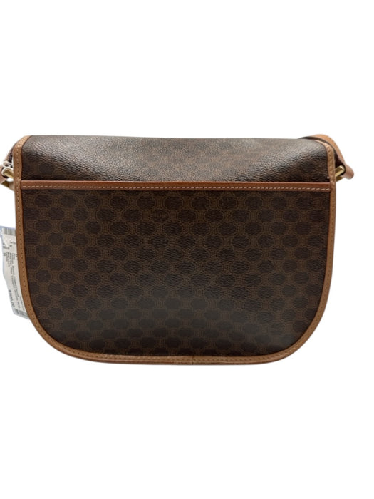 Celine Brown Coated Canvas Magnetic  Flap Triomphe Shoulder Strap Saddle Bag Brown / S