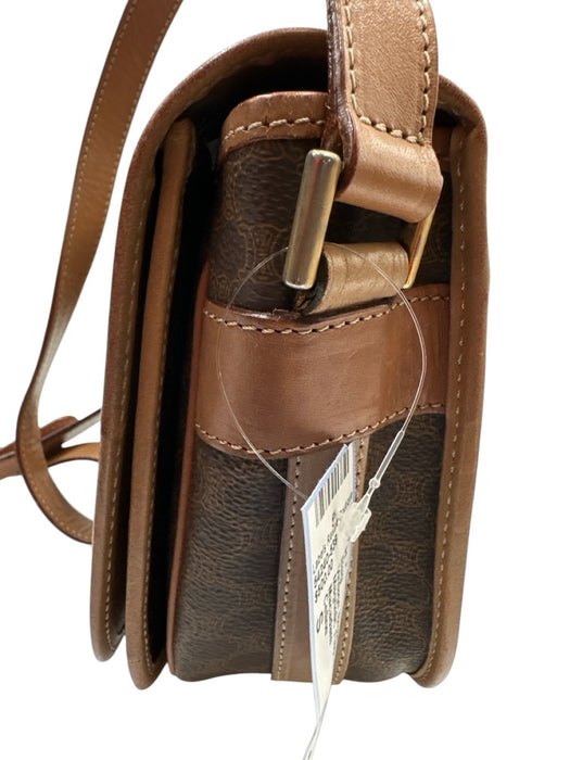 Celine Brown Coated Canvas Magnetic  Flap Triomphe Shoulder Strap Saddle Bag Brown / S