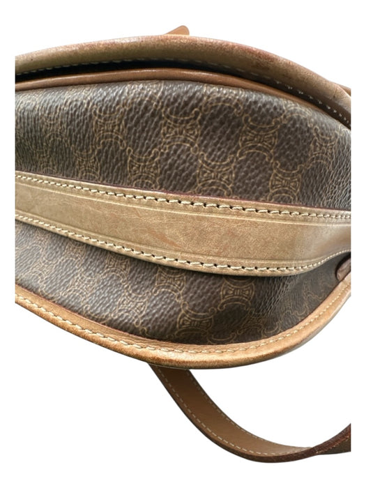 Celine Brown Coated Canvas Magnetic  Flap Triomphe Shoulder Strap Saddle Bag Brown / S