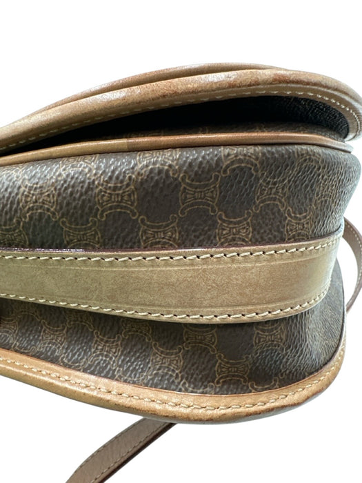 Celine Brown Coated Canvas Magnetic  Flap Triomphe Shoulder Strap Saddle Bag Brown / S
