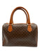 Celine Cognac & Brown Coated Canvas Top Handle Triomphe Brass Hardware Bag Cognac & Brown / S