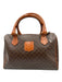 Celine Cognac & Brown Coated Canvas Top Handle Triomphe Brass Hardware Bag Cognac & Brown / S