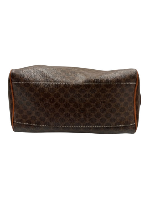 Celine Cognac & Brown Coated Canvas Top Handle Triomphe Brass Hardware Bag Cognac & Brown / S