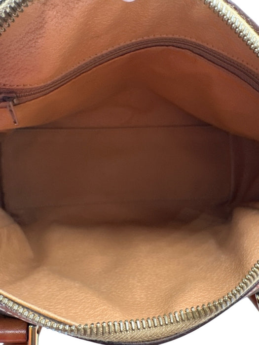 Celine Cognac & Brown Coated Canvas Top Handle Triomphe Brass Hardware Bag Cognac & Brown / S
