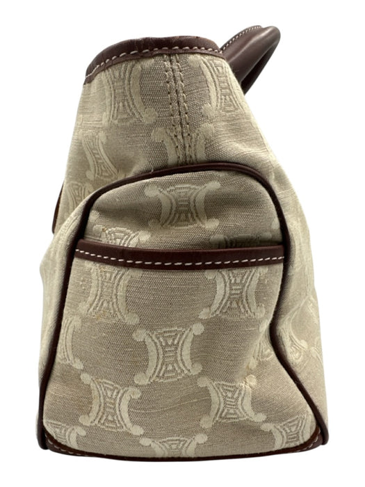 Celine Beige & Brown Leather & Canvas Top Handles Brass Hardware hand bag Bag Beige & Brown / S