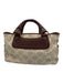 Celine Beige & Brown Leather & Canvas Top Handles Brass Hardware hand bag Bag Beige & Brown / S
