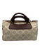 Celine Beige & Brown Leather & Canvas Top Handles Brass Hardware hand bag Bag Beige & Brown / S