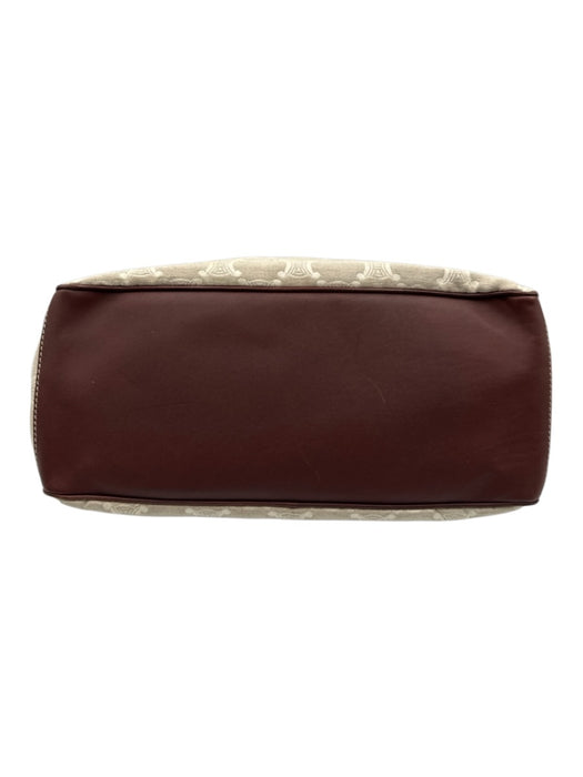 Celine Beige & Brown Leather & Canvas Top Handles Brass Hardware hand bag Bag Beige & Brown / S