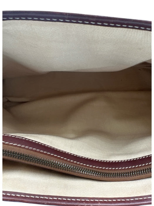 Celine Beige & Brown Leather & Canvas Top Handles Brass Hardware hand bag Bag Beige & Brown / S