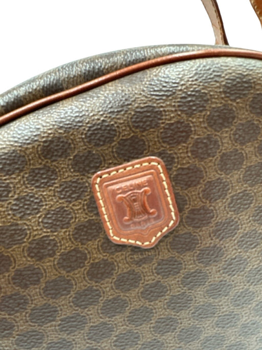 Celine Cognac & Brown Coated Canvas Top Handles Brass Hardware Zip Top Bag Cognac & Brown / S