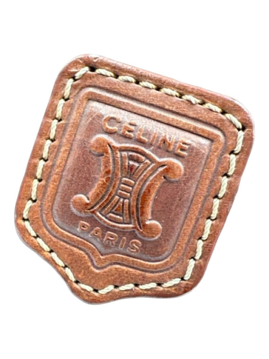 Celine Cognac & Brown Coated Canvas Top Handles Brass Hardware Zip Top Bag Cognac & Brown / S