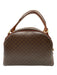 Celine Cognac & Brown Coated Canvas Top Handles Brass Hardware Zip Top Bag Cognac & Brown / S