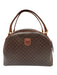 Celine Cognac & Brown Coated Canvas Top Handles Brass Hardware Zip Top Bag Cognac & Brown / S