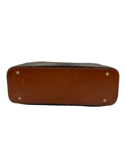 Celine Cognac & Brown Coated Canvas Top Handles Brass Hardware Zip Top Bag Cognac & Brown / S