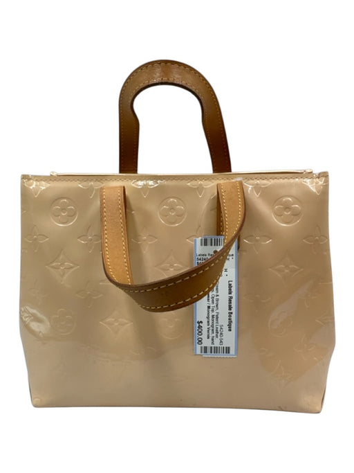 Louis Vuitton Cream & Brown Patent Leather Top Handles Open Top Monogram Bag Cream & Brown / XS