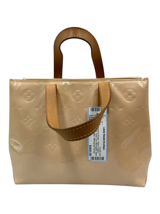 Louis Vuitton Cream & Brown Patent Leather Top Handles Open Top Monogram Bag Cream & Brown / XS