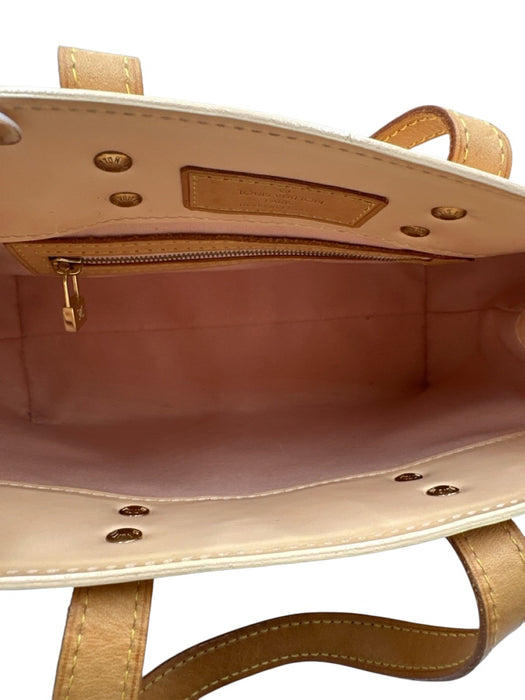 Louis Vuitton Cream & Brown Patent Leather Top Handles Open Top Monogram Bag Cream & Brown / XS