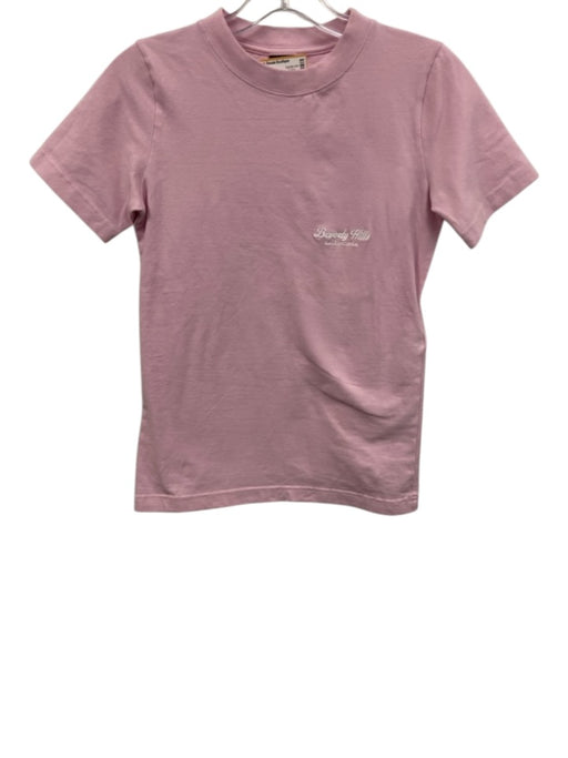 Balenciaga Size L Light Pink & White Cotton Blend Short Sleeve Fitted Top Light Pink & White / L