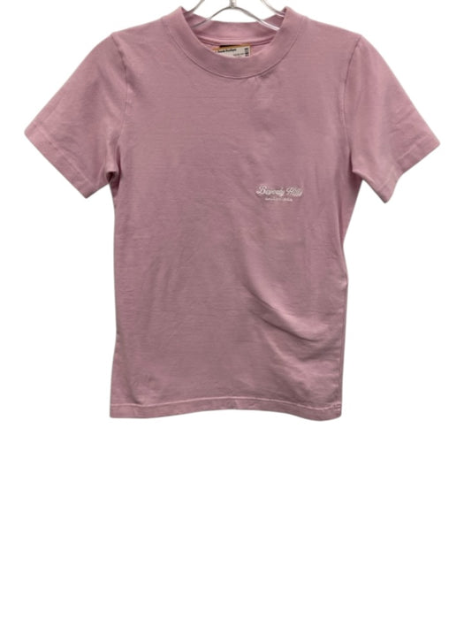 Balenciaga Size L Light Pink & White Cotton Blend Short Sleeve Fitted Top Light Pink & White / L