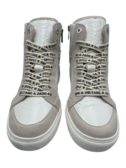 Zadig & Voltaire Shoe Size 41 White Leather Upper Crinkle Side Zip Sneakers White / 41