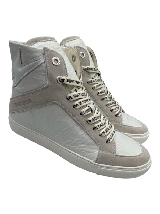 Zadig & Voltaire Shoe Size 41 White Leather Upper Crinkle Side Zip Sneakers White / 41