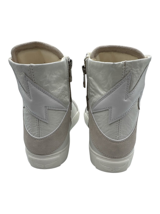 Zadig & Voltaire Shoe Size 41 White Leather Upper Crinkle Side Zip Sneakers White / 41