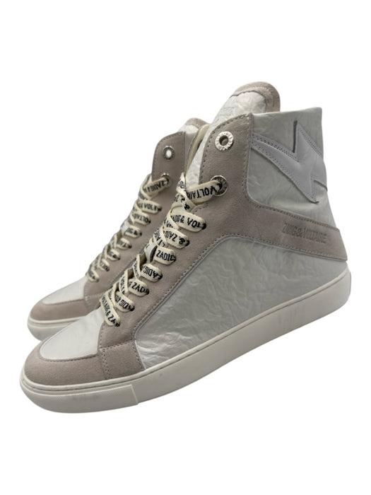 Zadig & Voltaire Shoe Size 41 White Leather Upper Crinkle Side Zip Sneakers White / 41