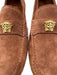 Versace Shoe Size 41 Brown Leather Upper Suede Logo Slip On Driving Loafers Brown / 41