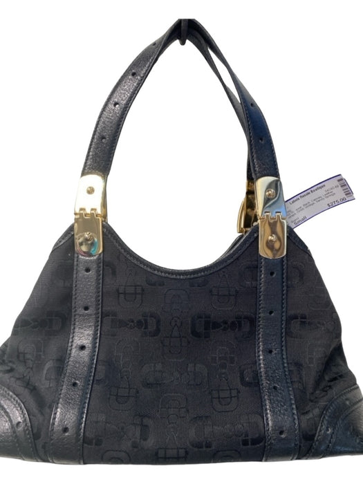 Gucci Black Canvas Leather straps GHW Vintage Bag Black / Small