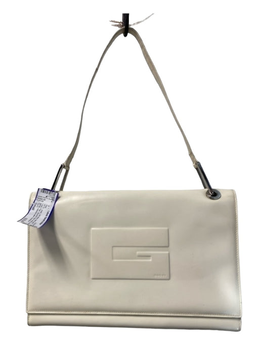 Gucci Off White Patent Leather Logo Flap Shoulder Strap Vintage Bag Off White / Small