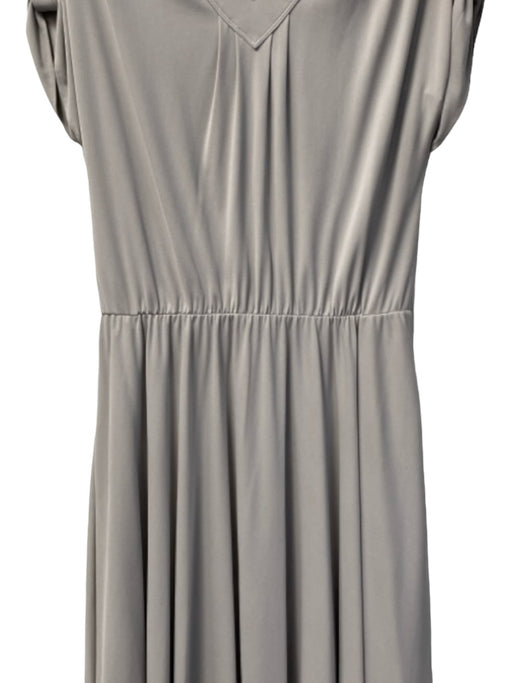 St John Size 8 Dove Gray Acetate Blend V Neck Drop Shoulder Epaulettes Dress Dove Gray / 8
