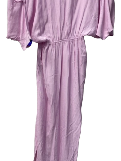 SWF Size Medium Pink Rayon Deep V Neck Dolman Sleeve Side Zip Side pockets Dress Pink / Medium