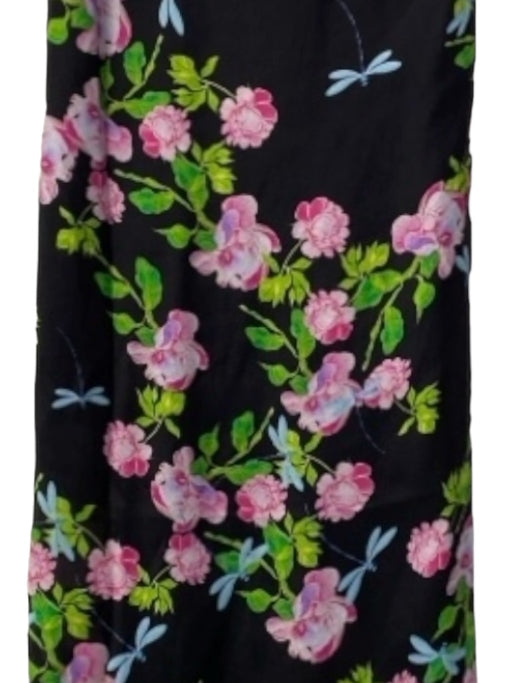 Cynthia Rowley Size 8 Black & Multi Silk Sleeveless Tie at shoulder Dress Black & Multi / 8