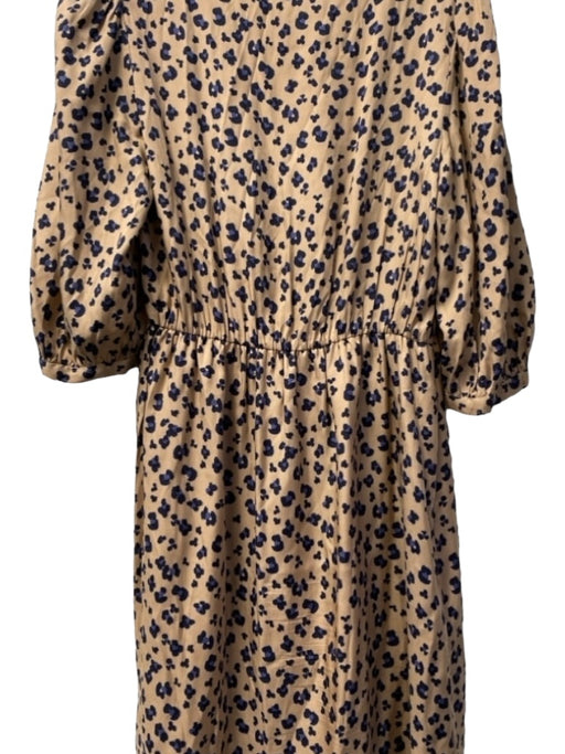 Rebecca Taylor Size 8 Light brown & blue Silk Blend V Neck Animal Print Dress Light brown & blue / 8