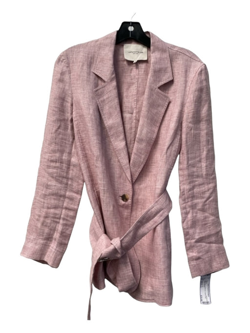 Lafayette 148 Size Medium Pink Linen Heathered 1 Button Belt Blazer Pink / Medium