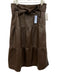 Marie Oliver Size 8 Dark Brown PU Leather Side Zip Tiered Belted Midi Skirt Dark Brown / 8