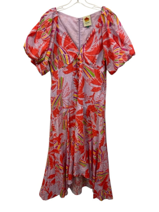 Farm Rio Size S Purple & Multi Cotton Abstract Flora & Fauna V Neck Dress Purple & Multi / S